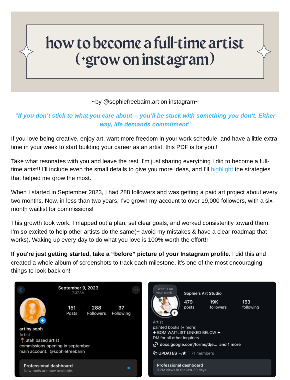 Artist Growth PDF : How I Turned My Art Into a Full-Time Career